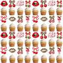 FodeMoraka Cheetah Print Birthday Decorations - 32 Pcs Red Leopard Cherries Cupcake Toppers Set With Lips Cake Cupcakes Dessert Decor Sweet Vintage Party Supplies for Women Girls Night Bachelorette