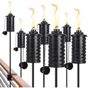 6 Pack Upgraded Home Garden Torch with Universal Clamp,40 Inch Outdoor Metal Torch Garden Dcor, 16oz Citronella Torches , Metal Light Torches for Any Yard, Pathway, Backyard