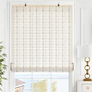LazBlinds Cordless Bamboo Blinds, Roll Up Shades for Windows, Light Filtering Hanging Window Blinds, Bamboo Shades for Patio Indoor/Outdoor Porch, 31'' W x 72'' H, Whitewash B