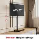 AOKCOS Rolling TV Stand for 43 50 55 60 65 70 75 Inch TVs, Portable Mobile TV Stand on Wheels, 10-Level Height Adjustable TV Cart with Swivel & Tilt Mount for Bedroom/Living Room/Office/Corner
