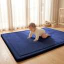 ACOMOPACK Baby Play Mat for Floor 1.3" Thick Memory Foam Play Mat 71"×79" Tummy Time Crawling with Non-slip Bottom for Living Room,Nursery,Soft Velvet Playpen Mats for Kids,Infants（Royal Blue）