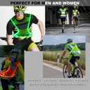 LED Safety Reflective Vest, USB Rechargeable Running Reflector Gear with Storage Pocket, Adjustable Vest (Black)