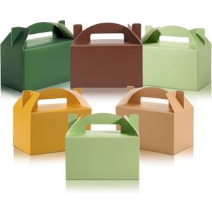 Skyygemm 24 Pcs Graduation Gable Gift Box Colorful Paper Candy Snack Goodie Cake Treat Boxes for Birthday Wedding Party Favors, 6 x 3.5 x 3.5 Inch(Jungle)