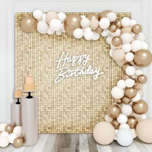 Shimmer Wall Backdrop Champagne Gold Sequin Wall Panel Backdrop Decor for Wedding, Anniversary, Birthday, Party, 36 Panels