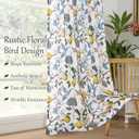 Printed Pattern Curtains 63 Inches Long for Living Room Farmhouse Floral Vintage Art Deco Drapes White Pinch Pleated Sheer Hummingbird Lemon Patterned Window Treatment for Bedroom 2 Panels