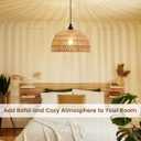 Rattan Hanging Lamp,Boho Pendant Lights,Plug in Cord Hanging Rattan Light,Plug Into Wall Outlet Pendant Light Fixture On/Off Switch for Living,Dinner Room,Bedroom,Kitchen,for E26,without Bulb (11.81'' x 6.49'')