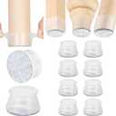 Chair Leg Floor Protectors - 8 pcs Clear - Felt Bottom Silicone Pads for Hardwood Floors & Furniture Feet - Rubber Caps for Chairs - Small 2 set