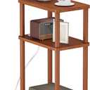 Solid Wood Side Table with Charging Station, 3-Tier Small End Table with USB Ports and Outlets, Narrow Couch Side Table, Skinny Nightstand Bedside Table for Small Spaces, Bedroom, Living Room