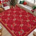 Yinhua Christmas 5x7 Area Rugs, Washable Rugs for Living Room, Grid Non-Slip Rug for Bedoom Christmas Large Area Rug Red Diamond Soft Floor Carpet for Dining Room Holiday Xmas Decorations