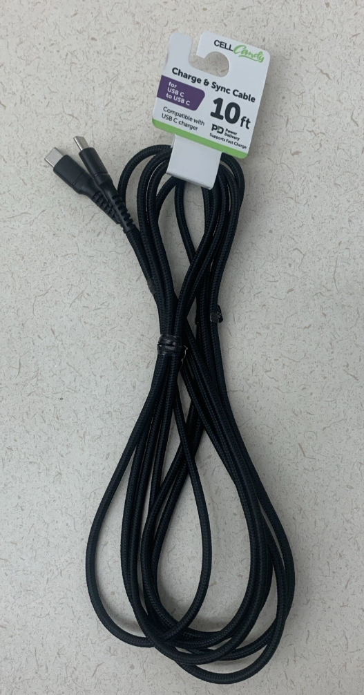 Cell Candy Charger & Sync Cable USB C To USB C 10 Ft