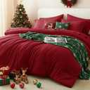 CozyLux King Size Comforter Set Dark Red, 7 Pieces Bed in a Bag King Comforter Set with Sheets, Bedding Set with Down Alternative Comforter, Fitted Sheets, Flat Sheets, Pillow Shams and Pillowcases