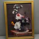 Creative Co-Op Vintage Reproduction Floral Still Life Print with Solid Wood Frame