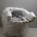 KISLOT Upholstered Dining Chair with Removable Casters Barrel Side Armchair with Rollers for Diningroom Bedroom Livingroom Reading Room, Cream Light Grey, 1PCS