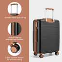 Kono 24 Inch Check In Suitcase Expandable Luggage, Business Travel Suitcase for 5-7 Days, Durable ABS+PC Hardshell with Side Handles & Kick Plates, Double Spinner Silent Wheels, Black/Brown, Checked-Medium 24-Inch