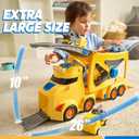 Vroomix JOVA Extra Large Toy Trucks for Kids, 3-Layer Construction Trucks for Boys, 7-in-1 Big Carrier Truck with Siren & Lights and 6 Toy Cars, Birthday Gifts for Boys Kids