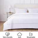 100% Cotton Duvet Cover Set Soft Comfortable with Embroidery Design 3 Pcs Sateen Weave Home Bedding Set (White & Grey, Queen)