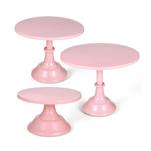 SHENLIU 3 Pcs Pink Cupcake Stand, Metal Round 8" 10" 12" Tiered Display Stands Cupcake Dessert Stands for 610 Inch Cakes for Dessert Table Weedings Celebration Birthday Anniversary Parties, Pink