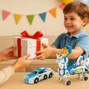Collision Transforming Deer Car Toy, 2-Pack Magnetic Animal-Shape Change Cars, Fun Gift for Boys and Girls (Blue)