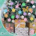 24 Pcs Pastel Christmas Candy Snowflake Gingerbread Ornaments Xmas Tree Hanging Decorations Winter Candy Snowflake Ornaments with Ropes for Christmas Tree Winter Crafts Xmas Decor