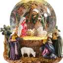 Taman Christmas Snow Globe, Nativity Musical Snowglobe with Swirling Glitter Snowflakes Lighted Christmas Decorations Tabletop Home Dcor