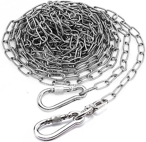 10 ft Heavy Duty Dog Tie Out Chain - Chew Proof Long Dog Leash for Yard, Camping or Travel