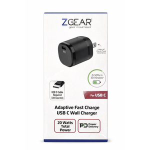 Z Gear USB-C Fast Wall Charger - 20 Watts