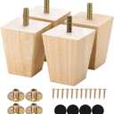 Michanco 3 Inch Unfinished Wood Furniture Legs Set of 4 DIY Square Tapared Wood Furniture Feet for Couch Sofa