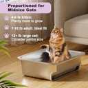 Dual-Layer Stainless Steel Cat Sifting Litter Box - Odor Control Tray with Zeolite Litter Pellets, Includes Scoop, Pads & Trays