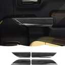 RT-TCZ Inner Door Handle Panel Cover Trim Interior Accessories for Chevrolet Silverado Double Cab 2019-2022,for GMC Sierra Double Cab 2019-2022,Black Wood Grain