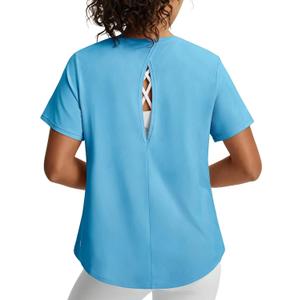 baleaf Women's Open Back Yoga Top Sleeveless Shirt UPF50+ (Blue, S)
