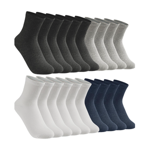 Mens Crew Socks, Breathable Cotton Seamless Toe Socks for Men, Comfortable & Durable Athletic Work Socks, Size 7-10