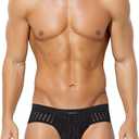 Casey Kevin Men's Mesh Briefs Breathable See Through Fishnet Underwear Low Rise Sexy Panties for Men,Black,Small