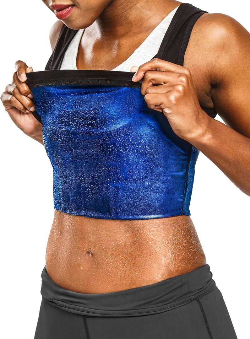 Sweat Shaper Premium Sauna Tank Top for Women, Slimming Sauna Shirt for Workouts (Small-Medium, Black)