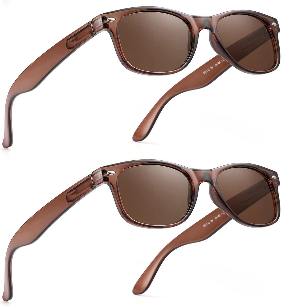 2 Pack Reader Sunglasses for Men Women Classic Rectangle Reading Glasses Outdoor Full Lenses Magnifying Eyewear UV Protection Bright Brown +3.5 (2 Color-bright Brown)