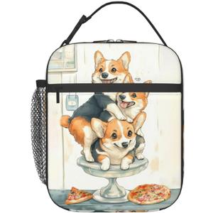Dog Pizza Lunch Bag Insulated Reusable Lunch Box Thermal Cooler Tote For Men Women Work Travel Picnic Hiking