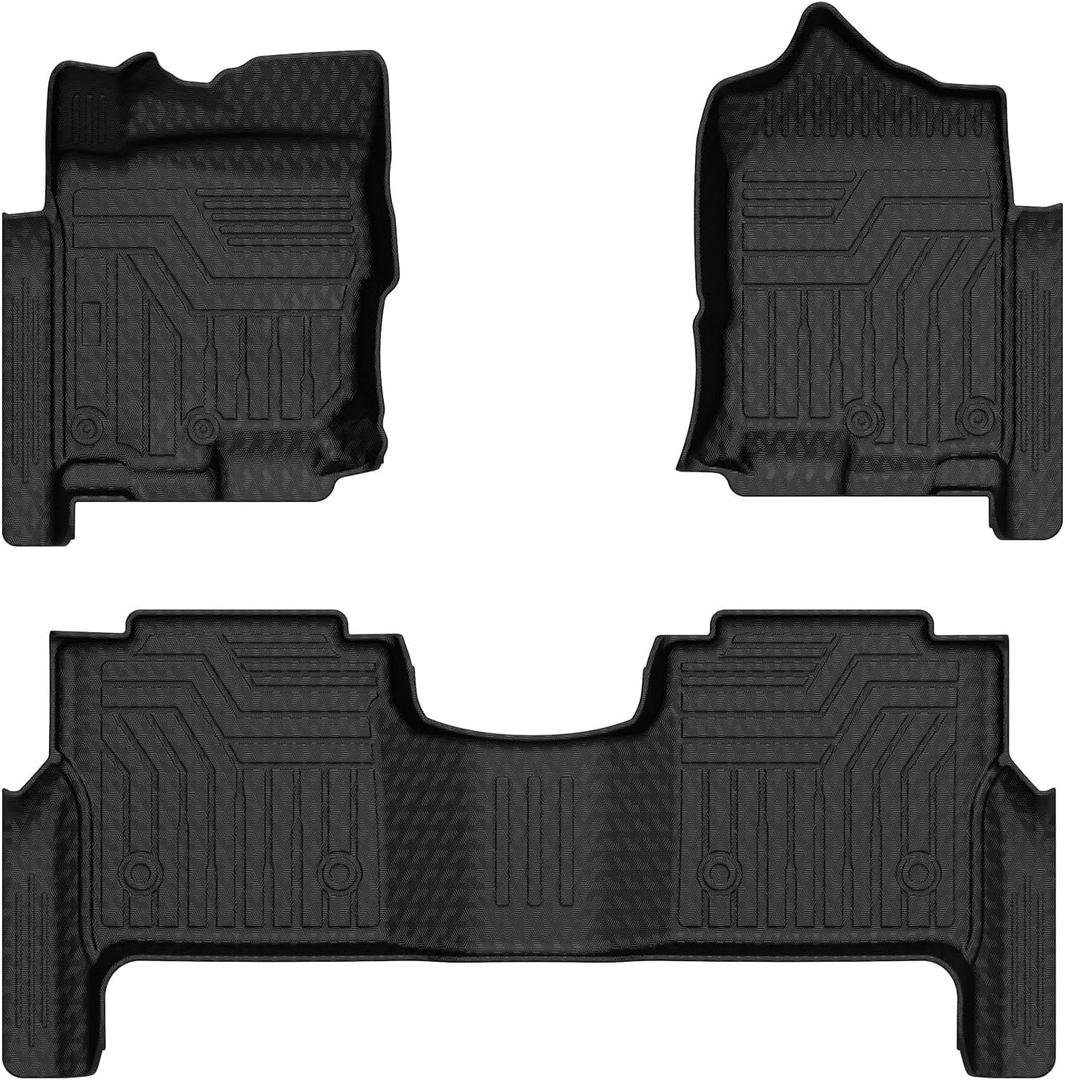 Mixsuper Floor mat for 2017-2024 Nissan Titan / 2016-2024 Nissan Titan XD Crew Cab (with Rear Under Seat Organizer),All Weather TPE Floor Liners Protection for Titan Accessories,Anti-Slip Car Mats