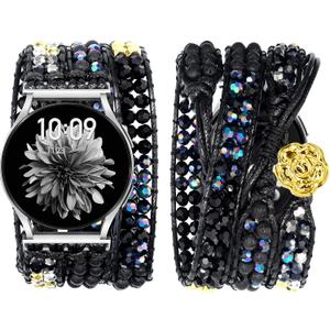 JR.DM Boho Beaded Handmade Braided Bracelet Band Women 20mm Compatible with Samsung Galaxy Watch 7/6/5/4/Active 2/4 Classic/6 Classic/5 Pro/FE 40mm 42mm 43mm 44mm 45mm 46mm 47mm