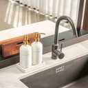 Prus Waso Gold Soap Dispenser Set, Glass Soap Dispenser with Stainless Steel Pump, Perfect for Modern Kitchen Counter Decor. (Gold)