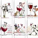 Hosuly 6 Pcs Christmas Snowman Wine Kitchen Towels Winter Decorative Hand Towels Xmas Snowman Dish Tea Kitchen Decor Christmas Cocktail Bar Decor for Home Wine Lover Gifts