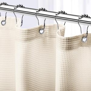NEATERIZE Shower Curtain Cream - Hotel Style Cream Shower Curtains for Bathroom with Waffle Design, 72x72 Inches - Fabric Shower Curtain - Cortinas de Bao Elegantes
