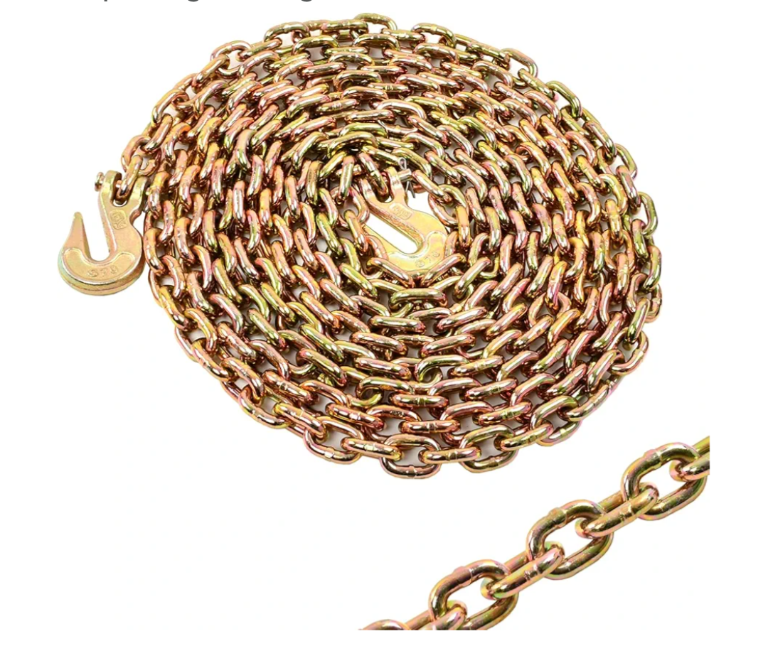 G80 Trailer Chains with Hooks - 5/16In25Ft Log Chain, 4,900 Lbs Towing Accessories for Transporting
