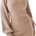 EXLURA Women's Mock Neck Ribbed Long Sleeve Bodycon Pullover Cute Mini Sweater Dress XL