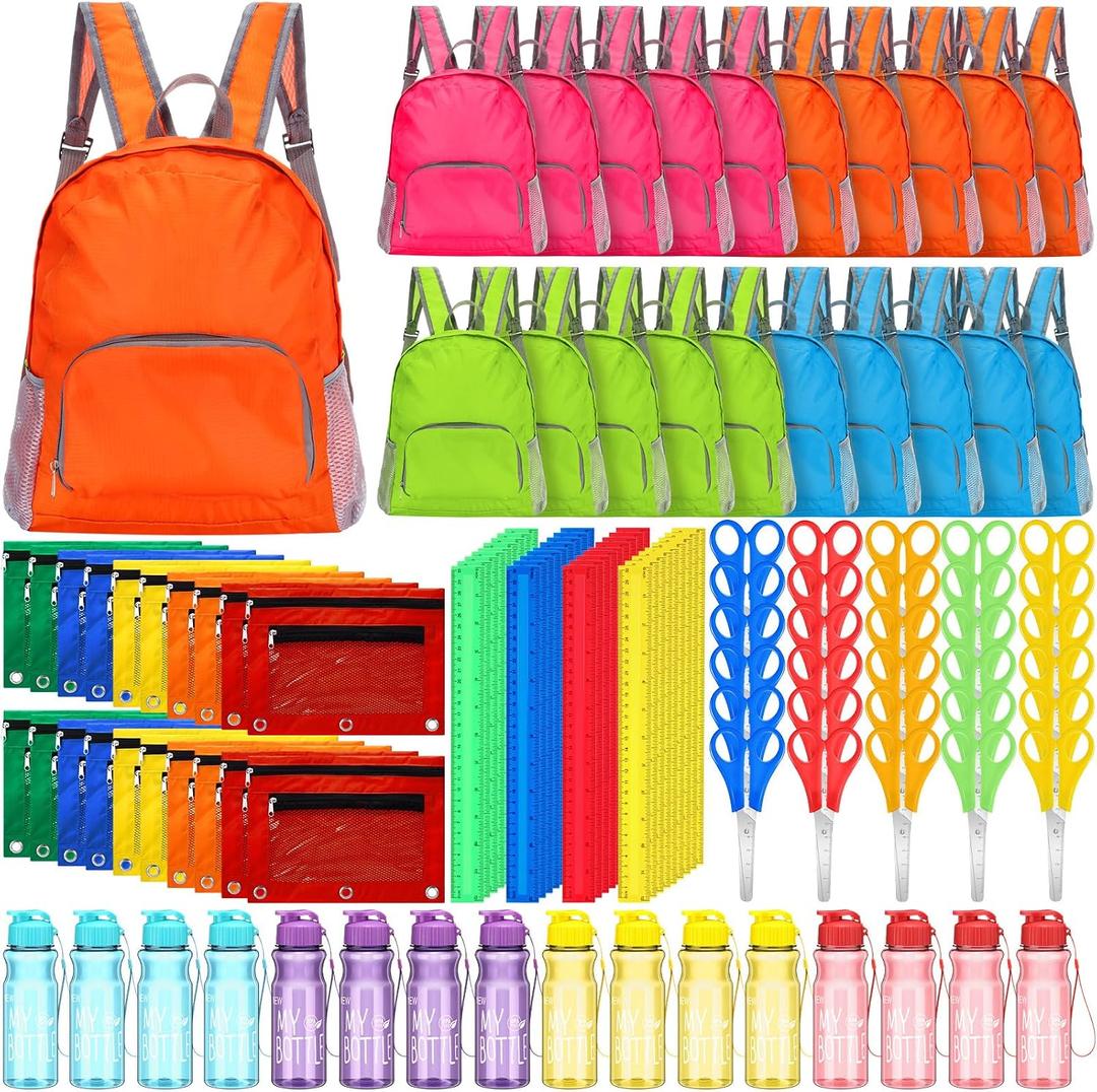 24 Sets Bulk Backpacks with School Supplies Donation Kit, Basic