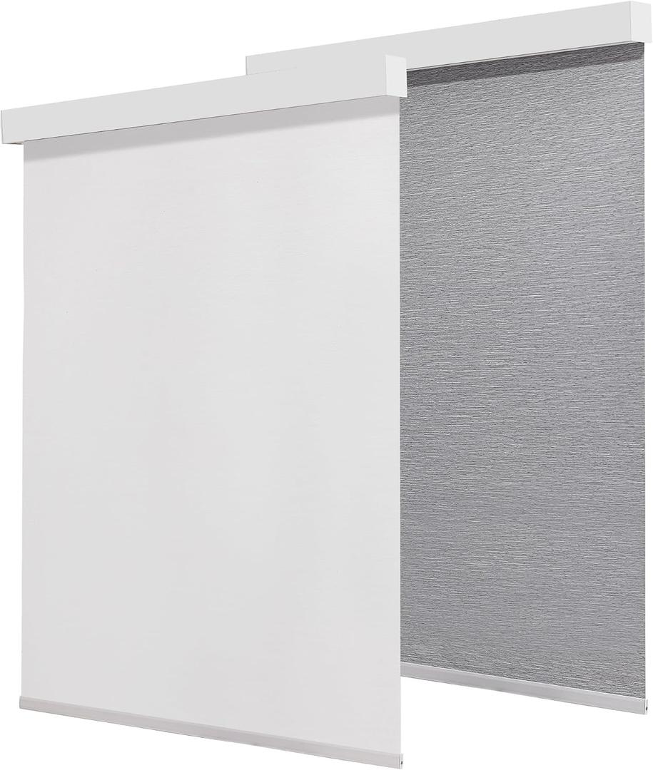 100% Blackout Shades for Indoor Windows, Cordless Roller Window Shades Pull Down, Thermal Insulation & UV Protection Shades for Home,Office,Bedroom, White 44"x72"