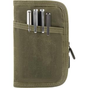 Field Notes Notebooks Cover,Journal Cover for 3.3 x 5.5 Field Notes Moleskine Cahier,Water Resistant Pocket Notebook Cover for Journal Notebook Planner with Zipper Pen Holder,Waxed Canvas (Army Green)