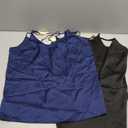 Ekouaer Women's Silk Satin Camisole Tank Tops V Neck Spaghetti Strap Blouses Cross Back Sleeveless Cami Shirt (Medium, Black+navy Blue)