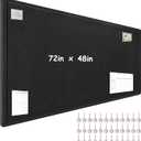 Large Bulletin Board - 72 x 48 Inches, Foldable Decorative Felt Board for Wall Photo Display Board with Self-Adhesive Tape, Includes 36 Push Pins - Black