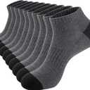 Eallco 10 Pairs Mens Ankle Socks Low Cut Socks for Men Athletic Socks Breathable Cushioned, Fits For US Men Sock Size 9-12 (Shoe Size 6-11)