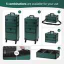 Somduy Rolling Makeup Case with Drawer, Makeup Train Case, 4 in 1Cosmetology Case on Wheels, Christmas Gift, Large Makeup Case Organizers, Profesional Cosmetic Case for Salon Barber, Green (EXP 05/12/27)