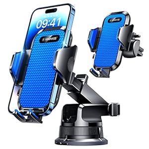 VANMASS [Pro Version] Universal Car Phone Mount [Super Suction Cup] Dashboard Phone Holder, Handsfree Windshield Dash Vent Phone Holder Car, Compatible for iPhone 16 15 14 13 Samsung LG & Truck, Blue